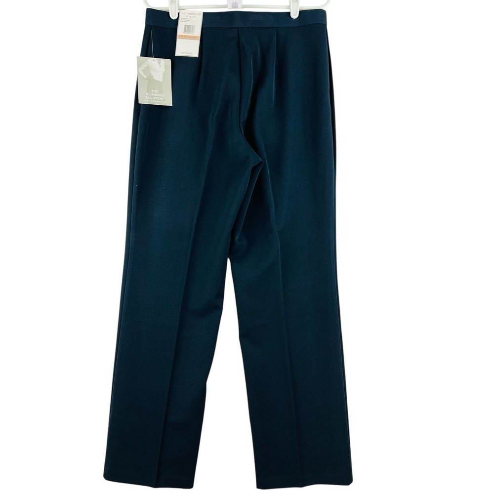NWT Sagharbor Women The Slimming Solution Stretch Navy Pants Sz 12 Straight Leg